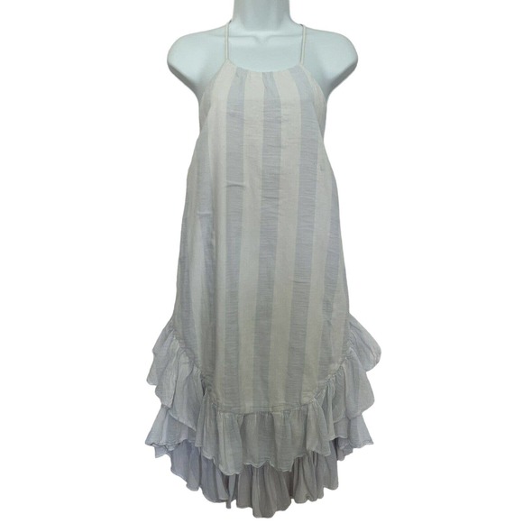 Mustard Seed Dresses & Skirts - 🌵 Mustard Seed Blue & White Striped Ruffled Lined Backless Halter Dress - Small